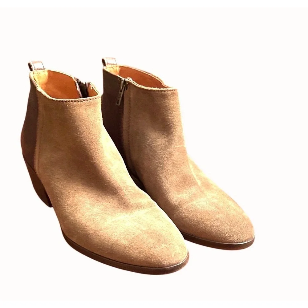 Madewell Woman Suede Leather Brown‎ Ankle Booties Zipper Western Sz 8